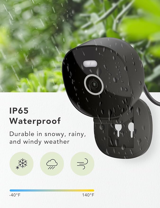 2K Security Camera, Outdoor/Indoor for Home, Pet, Baby, Nanny, IP65 Wterproof Color Night Vision, White Light & Siren, Recording, Motion Detection, Compatible with Alexa,Black-2P