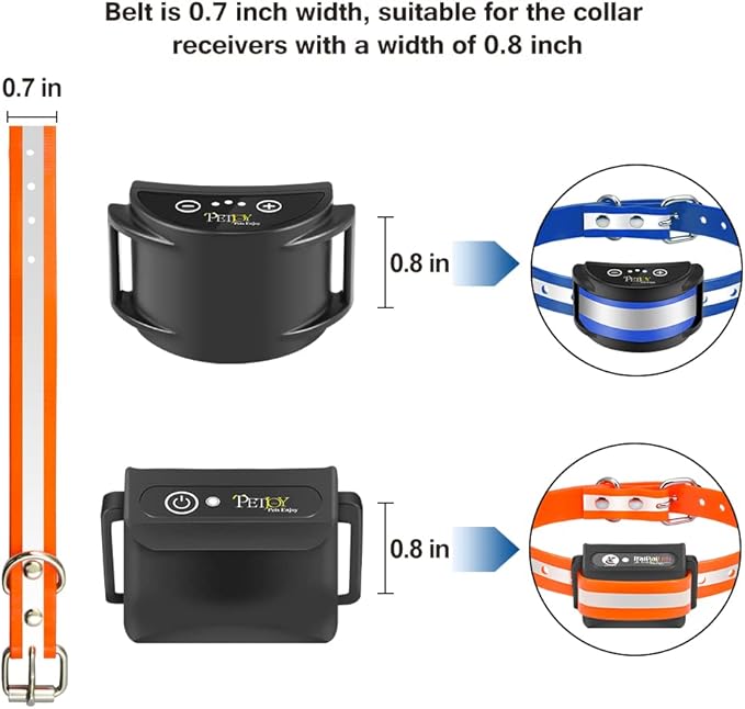 PetJoy Dog Collars Strap, Replacement Collar for Shock Reflective Collar, Adjustable Classic Dog Collar Strap for All Varieties Small Medium Large Dogs (Blue & Orange)