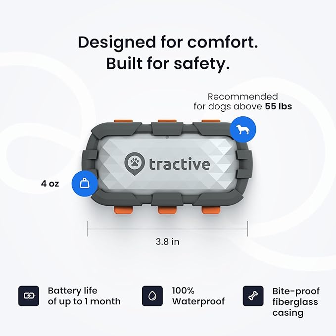 Tractive XL Smart Dog GPS Tracker | Live Pet Tracker with Virtual Fence | Vital Signs Monitoring of Heart & Respiratory Rate | Up to 1-Month Battery Life | Dog Collar Attachment (Adventure Edition)