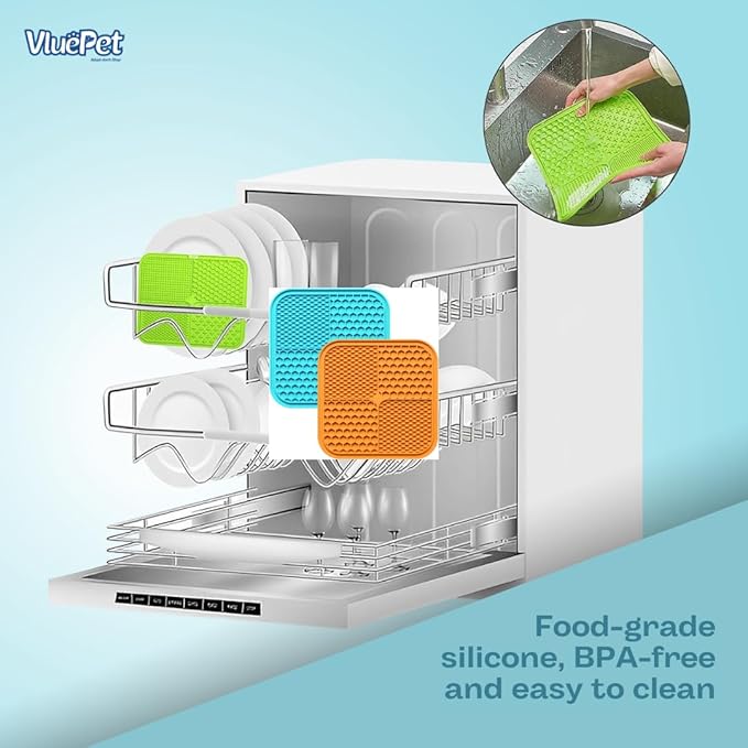 VALUEPET | Dog Lick Mat - Silicone Lick Mat for Anxiety Relief- Slow Feeder Licking Pad for Butter, Yogurt, & Peanut - Suitable for Dog Training, Boredom Reducer, Bathing & Grooming- Square | 6.6 Inch