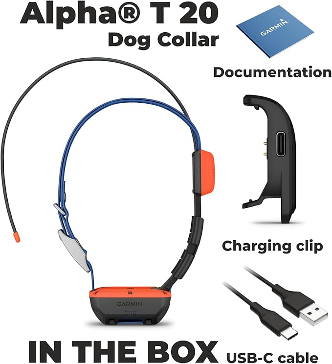 Wearable4U Garmin Alpha T 20 GPS Dog Tracking Collar with Leash and Whistle Bundle