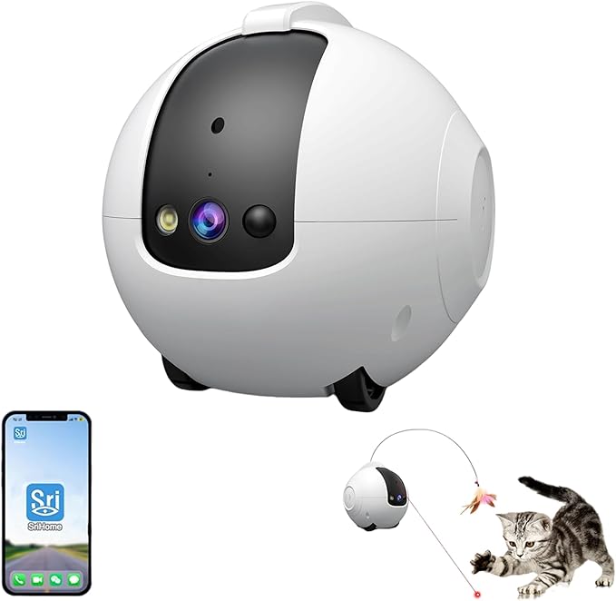 Robot Camera on Wheels, Mini Family Bot 3X Zoom 2K Pet Camera Robot, Indoor Movable Security Camera with 2 Way Talk,Blinky Bot Night Vision, Distance Bot App Control for Pet Cats/Dogs/Baby/Elderly