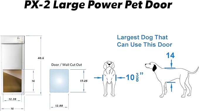 Power Pet, Fully Automatic Pet Door, Large, Wall Mount, by High Tech Pet Brand. Pet Operated, Air-Tight, Quick, Quiet Operation, Assembled in USA with USA Customer Service