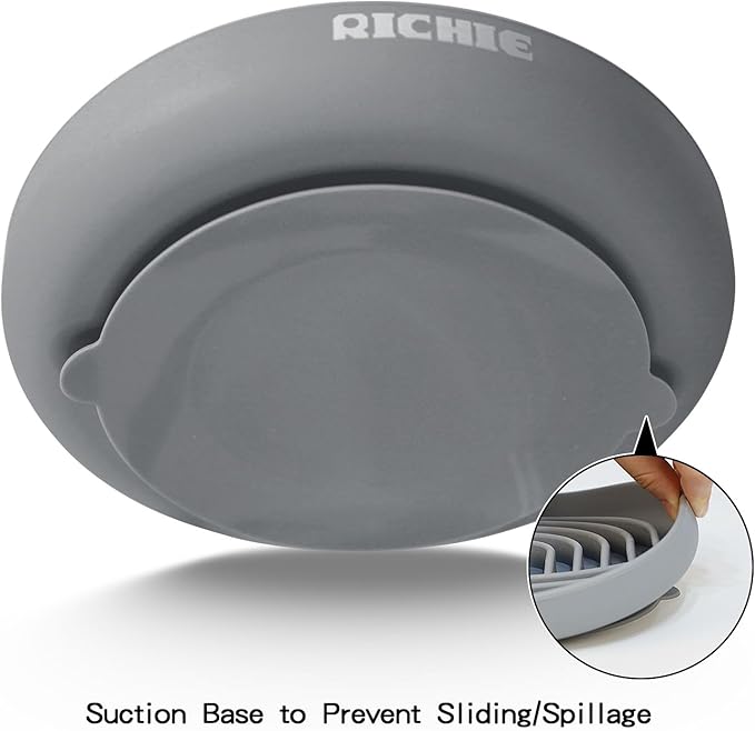 Slow Feeder Dog Bowls with Suction Cups, Silicone Puzzle Bowl for Slow Eating, Pets Slow Feeder Non-Slip Design Dishwasher Microwave Safe for Small Medium Dogs, Grey