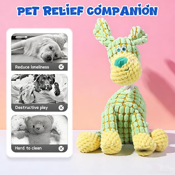 Indestructible Dog Toy - 2026 New Durable Stuffed Squeaky Dog Chew Toys,Dogs Plush Toy for Aggressive Chewers, for Small, Medium&Large Dogs and Puppies,Indoor Teething (Brown)