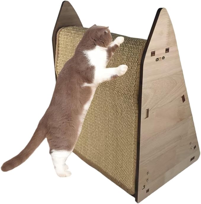 Cat Scratching Post for Indoor Cats： Modern Sisal Cat Scratcher & Wood Frame, Long-Lasting Multi-Sided Cat Scratcher for Multi-Cat & Budget-Friendly Homes (16in)