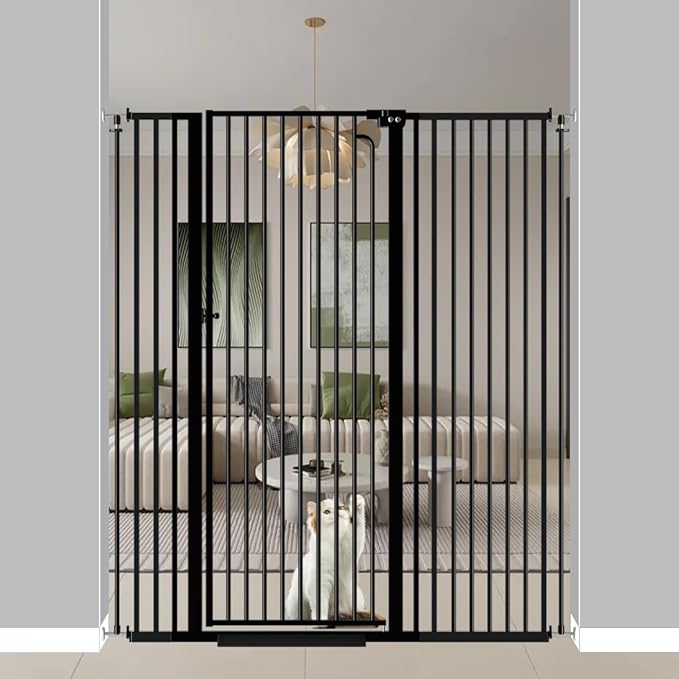 57" Extra Tall Pet Gate for Cats Dogs-48.1"-52.7" Extra Wide Cat Gate for Doorways and Stairs-1.37" Ultra Narrow Spacing Pressure Mounted Dog Gate with One-Handed Operation(48.1"-52.7")