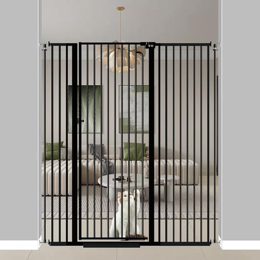 57" Extra Tall Pet Gate for Cats Dogs-48.1"-52.7" Extra Wide Cat Gate for Doorways and Stairs-1.37" Ultra Narrow Spacing Pressure Mounted Dog Gate with One-Handed Operation(48.1"-52.7")