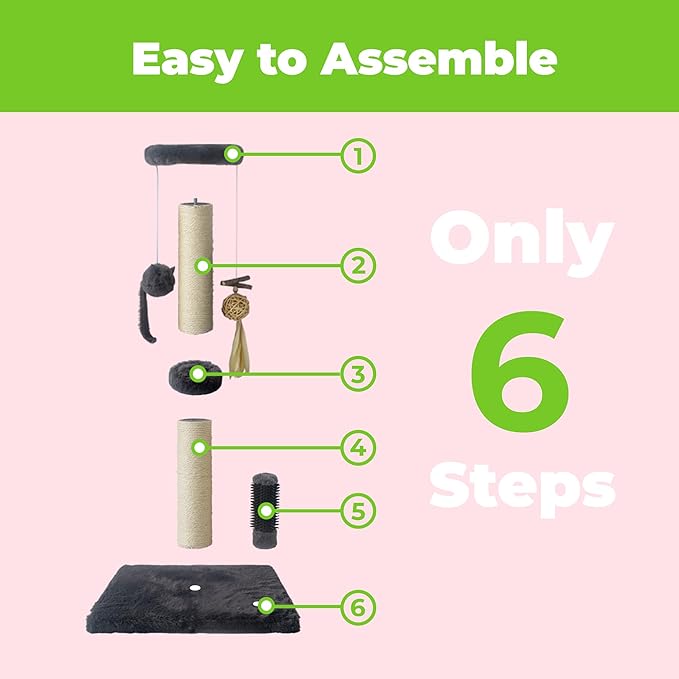 Best Pet Supplies Catify Cat Scratcher, Fun Interactive Scratchers, Posts, Poles, Claw Safe, Furniture Saver Indoor Play Support Natural Cat Behaviors Heavy Duty - Gray, Large