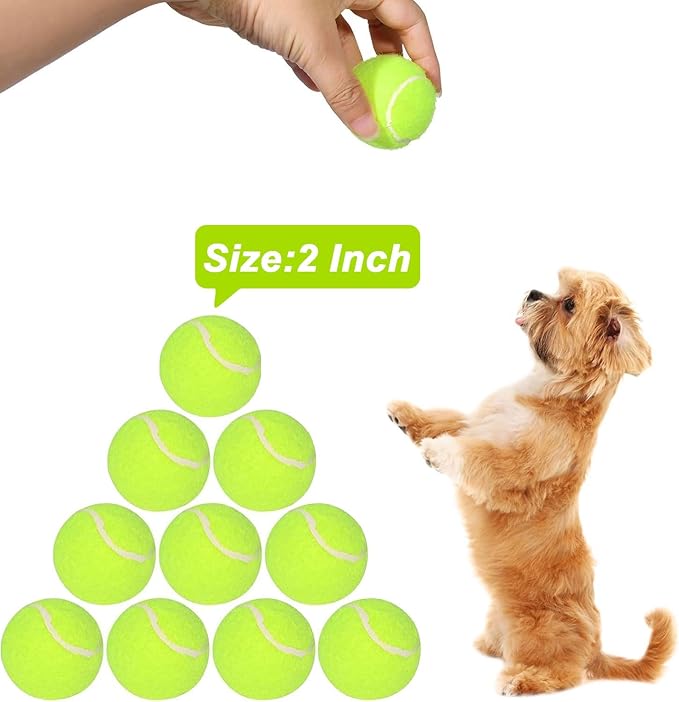 10 Pack 2-inch Small Dog Tennis Ball Dogs Interactive Toys,Tennis Balls for Small Dogs, Only Fits 2 inch Dog Ball Launchers, Not Applicable to Balls Thrower