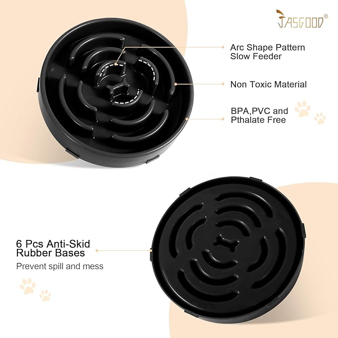 Slow Feeder Dog Bowls for Large Dogs Anti-Chocking Slower Feeder Dog Puzzle Bowl Pet Slow Eating Interactive Bloat Stop Dog Food Bowl JASGOOD,Black,Large