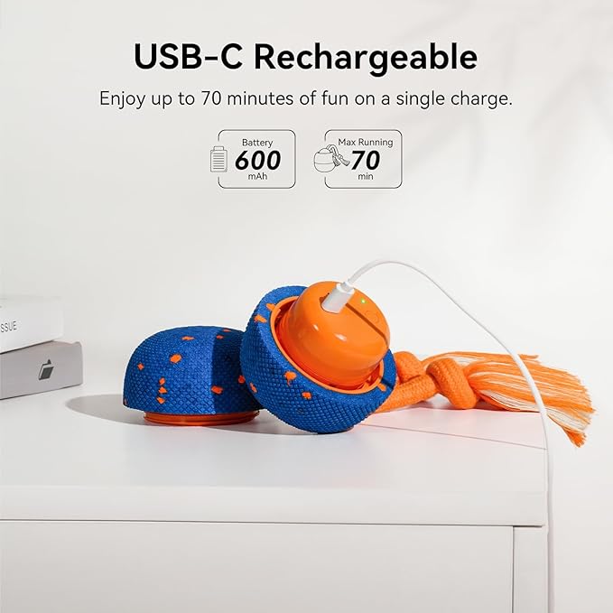 Cheerble Smart Interactive Dog Toy, Wicked Ball Rolly, Automatic Moving, Bouncing, Rotating, E-TPU Material, Active Rolling Interactive Dog Ball for Medium and Large Dogs (Blue)