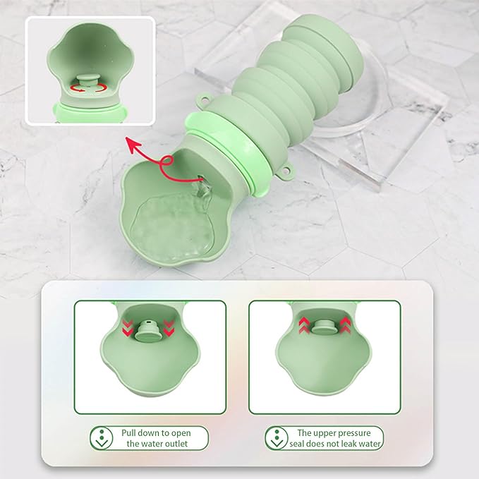 1. 400ml Leakproof Dog Water Bottle Portable Outdoor Travel Drinking Dispenser with Silicone Bowl for Pets Portable Pet Water Dispenser