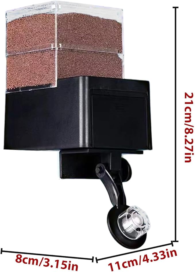 Automatic Fish Tank Feeder, with 5-Speed Airtight Dispensing, 21x11x8cm, Auto Fish Feeding Machine, Aquarium Feeding Device, Smart Timer Function, for Home Tanks, Ponds, Turtles, Betta, Shrimp