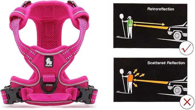 Truelove No Pull Dog Harness with Easy Control Handle and 2 Leash Attachments,Reflective Adjustable Pet Vest