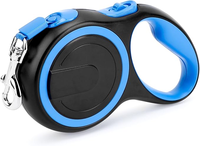 Segarty Dog Leash Retractable, 16ft Heavy Duty Walking Dog Leash for Medium Small Dogs up to 44lb, Anti-Slip Handle 360°Tangle-Free Nylon Tape, One-Handed One Button Lock and Release (Blue)