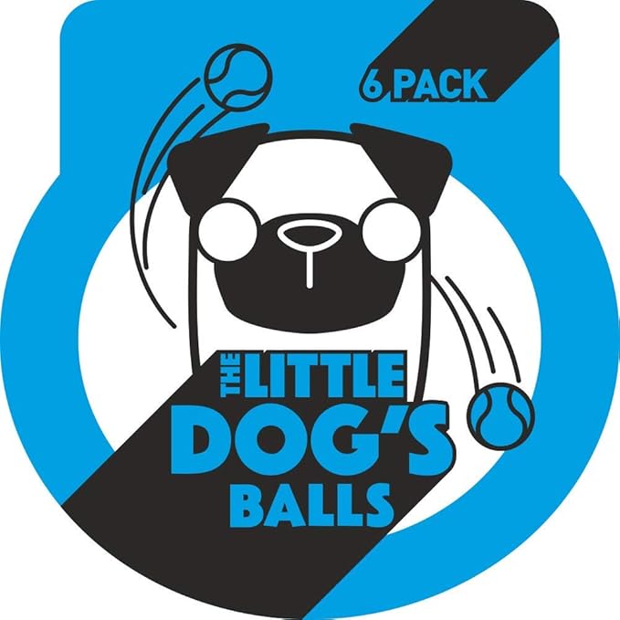 The Little Dog's Balls, Dog Tennis Balls, Blue 6-Pack, Strong Toy for Agility Training, Puppy Training, Play, Exercise & Fetch, 1.9 Inches Diameter