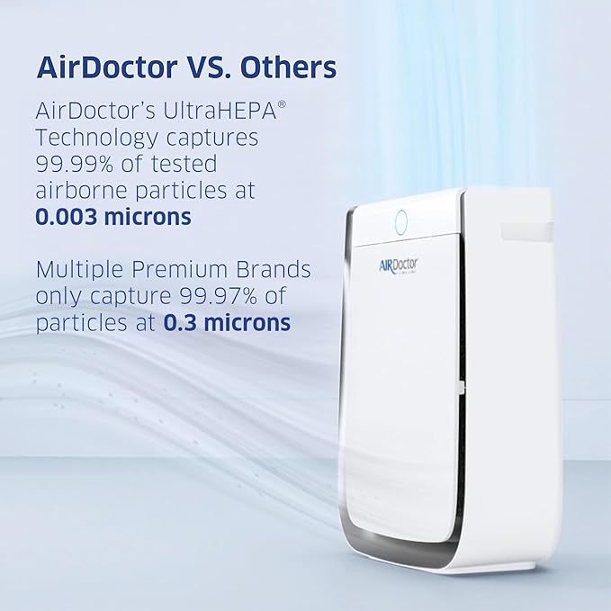 AIRDOCTOR AD3500 Air Purifier for Home and Large Rooms Up to 1260 sq. ft. 2x/hour | UltraHEPA, Carbon, VOC Filters and Air Quality Sensor. Captures Particles 100x Smaller Than HEPA