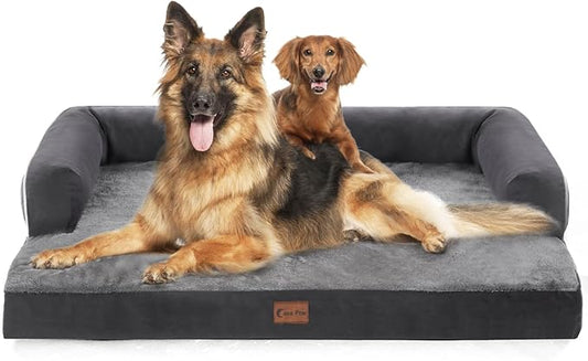 Orthopedic XXL Dog Beds, Waterproof Egg Crate Foam Big Pet Bed for All Breed Sized Dogs 53x42Inch, Washable Extra Large Dog Couch Bed with Removable Cover and Non-Slip Bottom, Dark Grey