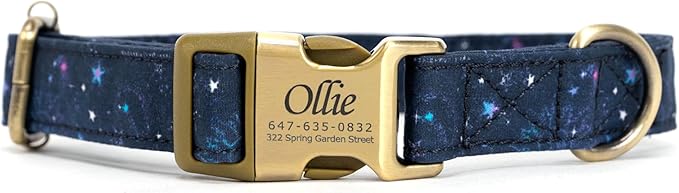 Personalized Dog Collar with Name and Phone Number Engraved,Adjustable Custom Puppy Collar,Organic Cotton Pet Collar for Small Medium Large Boy Girl Dogs