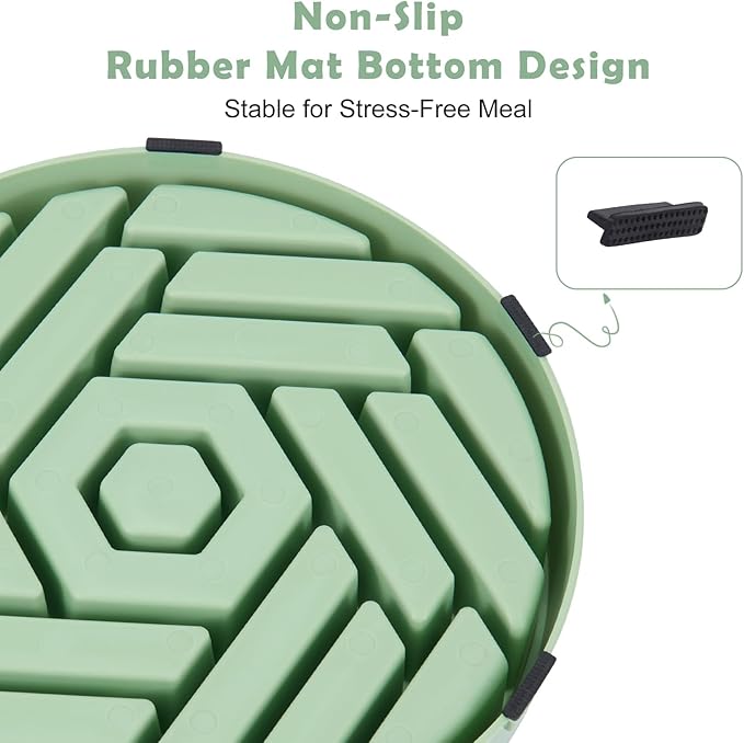 TOBYTO Slow Feeder Dog Bowls Large Medium Breed,Anti-Choking Slow Eating Dog Food Bowl,Non Slip Pet Slower Food Feeding Bowls Large Puzzle Slow Feeder Bloat Stop Maze Dog Dishes,Bean Green