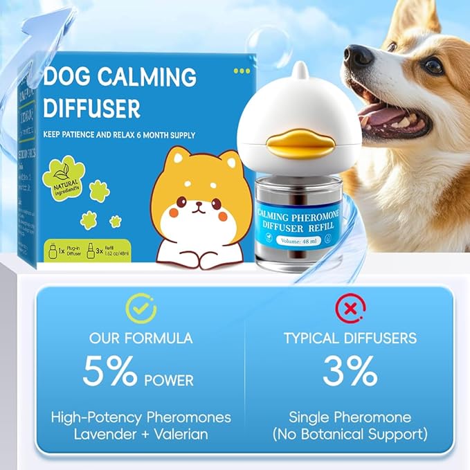 PRO! Dog Calming Diffuser to Stop Peeing in House - Calming Diffusers for Dogs with Pheromones for Anxiety Relief, Pet Calming Aid Device for Dogs Stop Barking and Marking