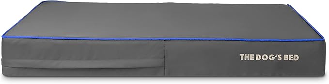 The Dog’s Bed Orthopedic Memory Foam Dog Bed, XL Grey/Blue 46x28, Pain Relief for Arthritis, Hip & Elbow Dysplasia, Post Surgery, Lameness, Supportive, Calming, Waterproof Washable Cover