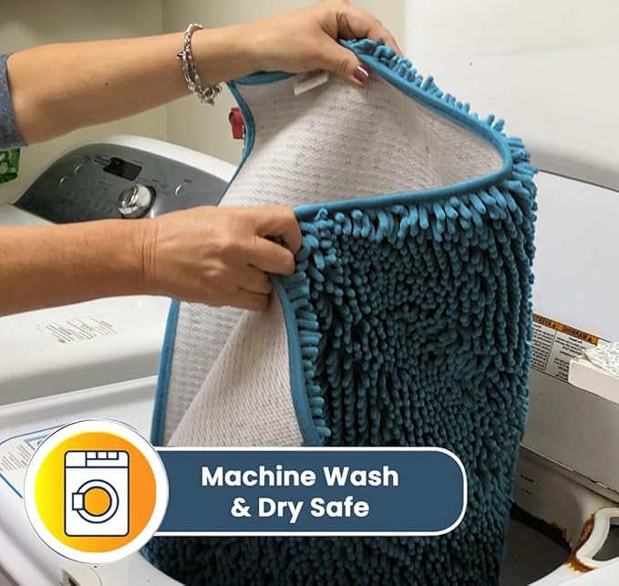 Muddy Mat® Shown on TV – Super Absorbent Door Mat Indoor, Microfiber Quick Dry Chenille Entryway Rug, Non-Slip Front Door Mat, Indoor Mats for Entryway, Machine Washable Pet Rug, Sky Blue 24"x36"