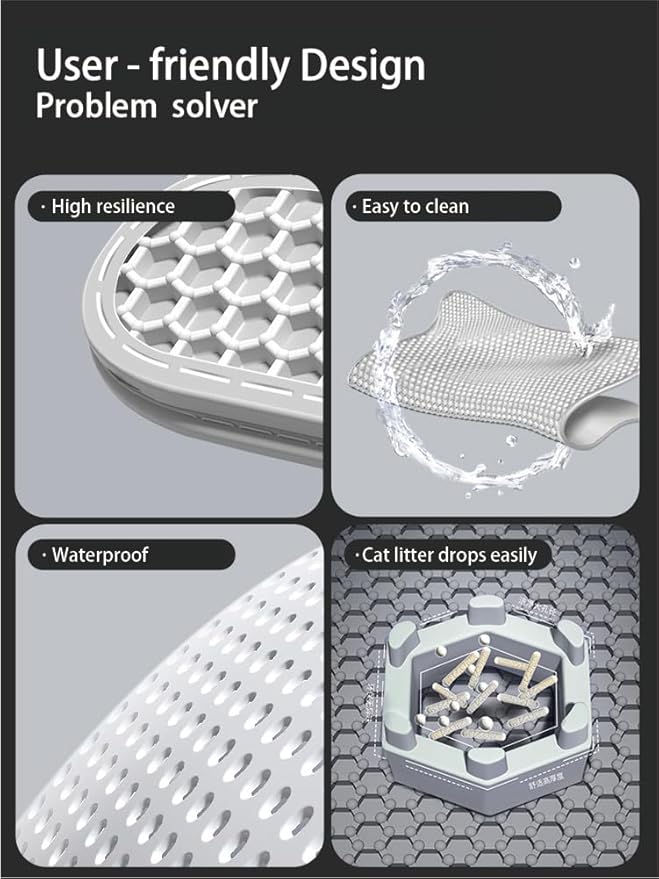 Large cat Litter mat, Jumbo Size (47" x 32") Gray, Double Layer, Waterproof, Odor-Free, Easy to Clean