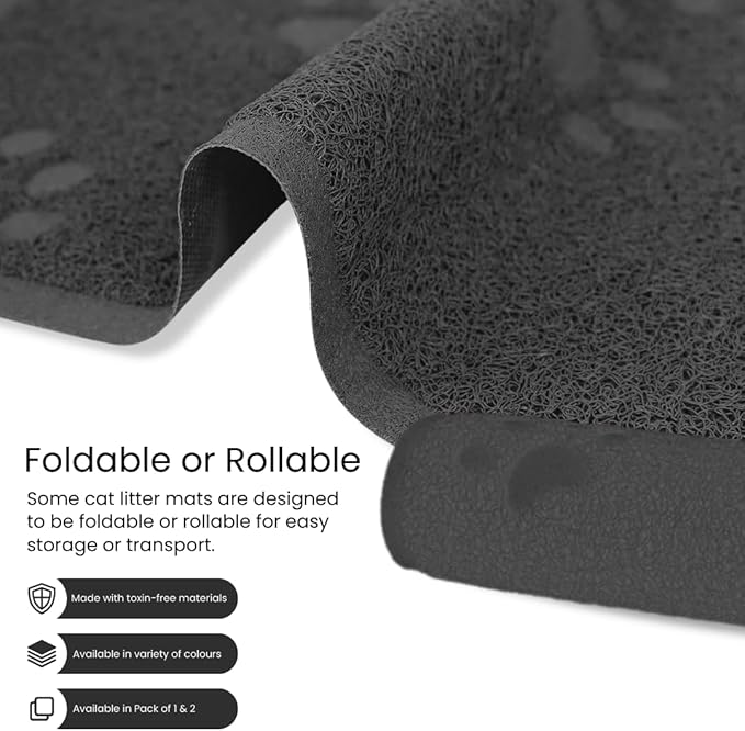 Andalus Medium Cat Litter Mat, Pack of 1 - Waterproof, Non-Slip & Easy to Clean Cat Litter Box Mat for Extra Efficient Pet Litter-Trapping, Grey (23.5” X 15.75”)