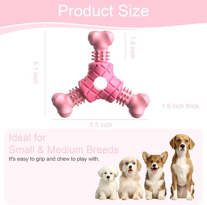 Puppy Chew Toys for Teething, Indestructible Dog Chew Toys for Aggressive Chewers - Small & Medium Breeds, Rubber Dog Bone Toy, Tough Puppy Toys to Keep Them Busy and Relieve Anxiety