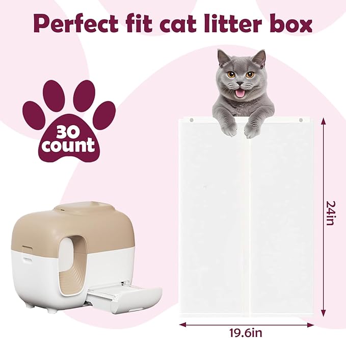Upgrade Cat Litter Box Liners Design Compatible with SNOW+ Litter Box,30 Pcs Self-Sealing Waste Drawer Bags for Automatic Cat Litter Box (30 Pcs)