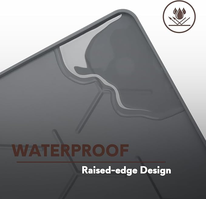 Cat Litter Box Mat, Large 34" X 22" Cat Litter Mat, Waterproof Silicone Pad for Floor, Dark Gray