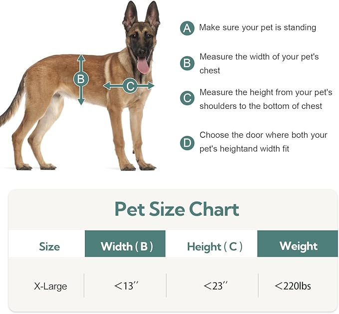 [Parab House] Aluminum XL Dog Door for Door, Open Size:24.4" H x 13.8'', Heavy Duty Doggy Door with Full Enclosed Magnetic Flaps,Extreme Weather Doggie Doors,Giant Doggie Door(Silver, XLarge)Pet Door