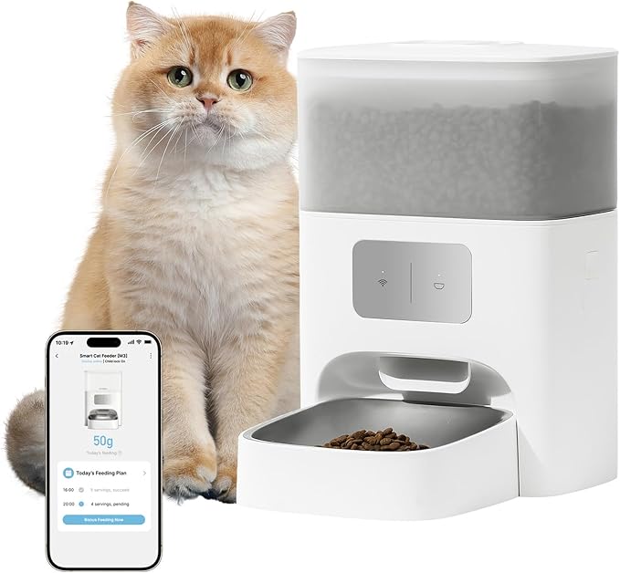 PET MARVEL Automatic Pet Feeder, 4.4L Large Capacity (30-Day Meals) with Quadruple Seal for 30-Day Freshness - APP/WiFi Control, Anti-Jamming Design, Detachable, Dual Power Backup, M3