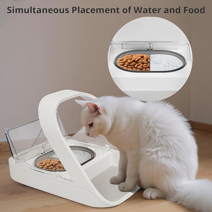Bowl & Mat Set for Automatic Microchip Cat Pet Feeder, Sealing Ring Design for Keeping Food Fresh and Reducing Odor, Easy to Clean(Grey)
