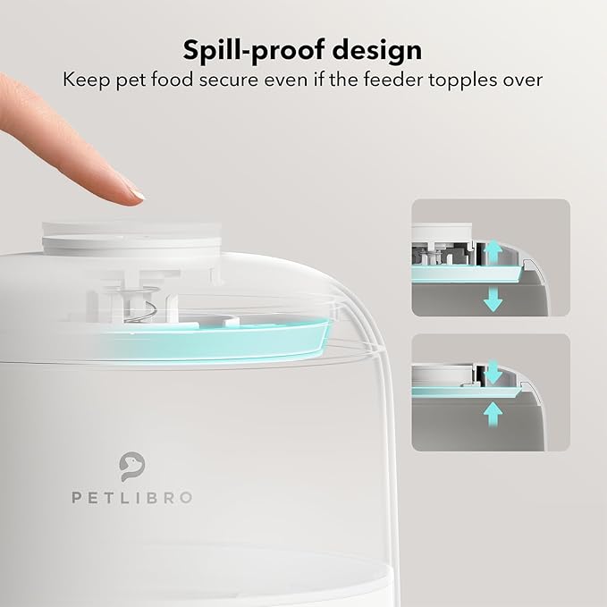 PETLIBRO Automatic Cat Feeder, Wi-Fi Rechargeable Cats Food Dispenser Battery-Operated with 30-Day Life, AIR 2.4G Wi-Fi Timed Pet Feeder for Cats & Dogs, 2L Auto Cats Feeder, White