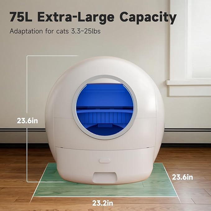 ELS PET S2 Automatic Cat Litter Box Self Cleaning for Multi Cats, APP Control Smart Litter, Pearl White