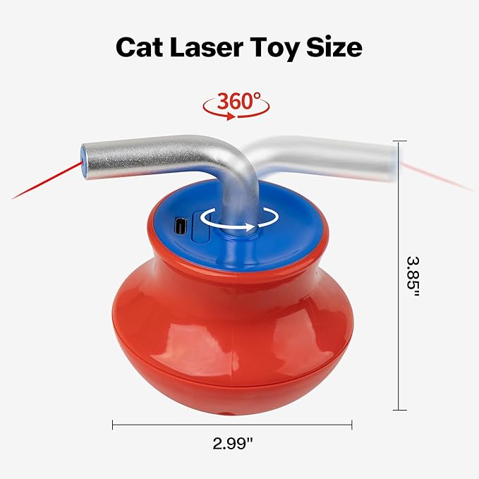 Pet Prime Cat Laser Pointer Toy for Indoor Cats Automatic 360° Random Rotation Cat Laser Toy Rechargeable Interactive Cat Toy for Bored Indoor