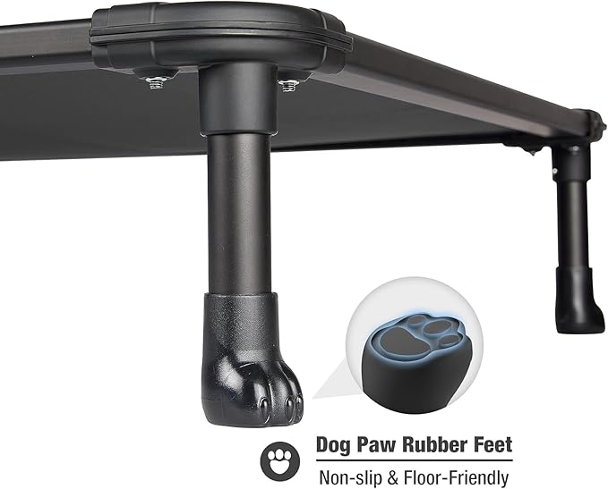 Veehoo Chew Proof Elevated Dog Bed - Cooling Raised Pet Cot - Rustless Aluminum Frame and Durable Textilene Mesh, Unique Designed No-Slip Feet for Indoor or Outdoor Use, Black, Medium, CWC2002