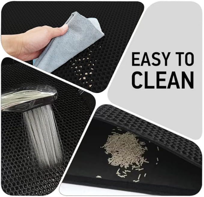 cat Litter mat (23" x 15") Black, Double Layer, Waterproof, Odor-Free, Easy to Clean