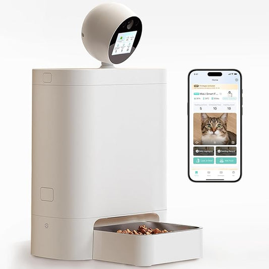 Automatic Cat Feeder with Camera 360°, 2K HD Pet Feeder with Night Vision & 2-Way Audio, Smart APP Control, AI Smart Cat Feeder, Up to 16 Meals/Day, 5.5L Timed Food Dispenser for Cats & Dogs