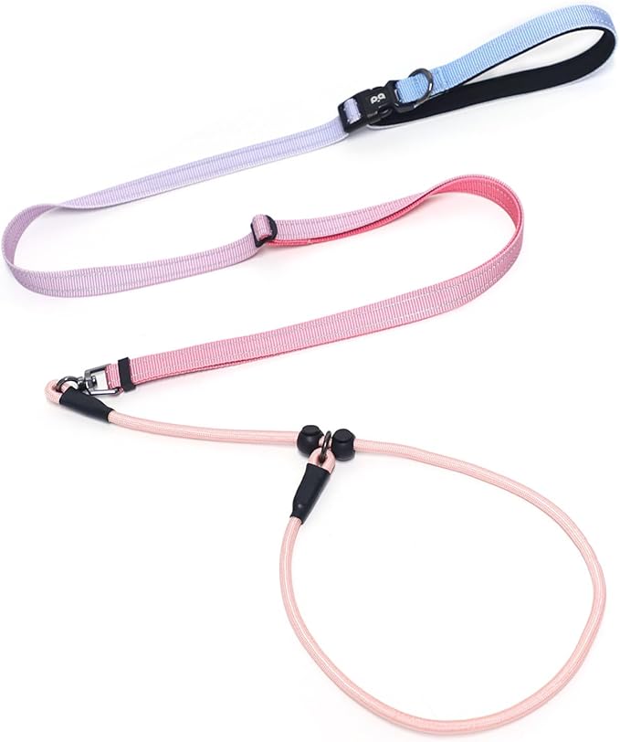 QQPETS Adjustable Slip Lead Dog Leash, Hands Free Waist Leash for Dog Walking, Reflective Training Lead with 360° Swivel Anti-Tangle, 4-7 ft Length for All Breeds