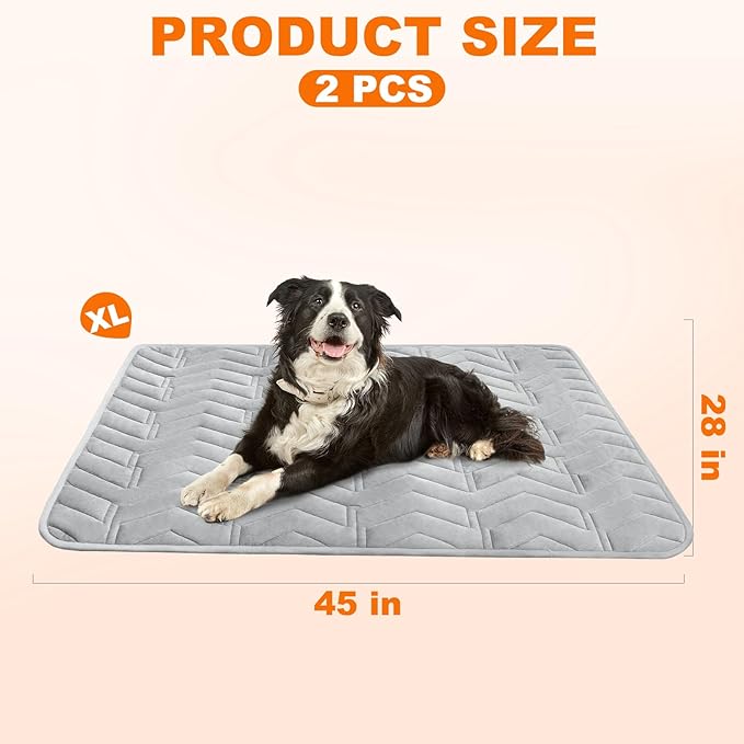 BINGPET 2 Pcs Self Warming Pet Bed for Indoor/Outdoor Cats & Dogs, Warm Thermal Self Heating Mat with Anti-Slip Bottom, Washable, Cozy Heating Pad Blanket for Kittens & Puppies, 28"×45"