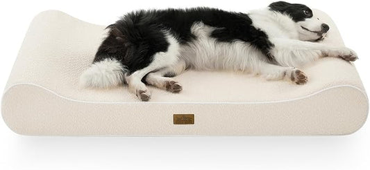 Orthopedic Dog Bed for Extra Large Dogs up to 140 lbs - Removable Washable Cover with Waterproof Lining, Cotton-Polyester Blend Boat-Shaped Lounger Mattress, XL(51x36x8in), Beige