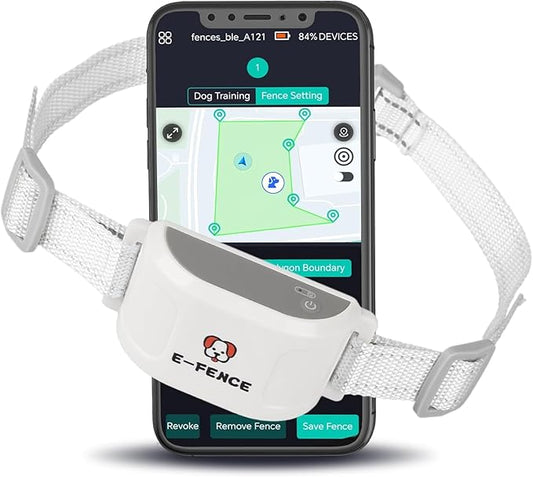 E-FENCE 3-in-1 GPS Dog Tracker/Training Collar/Electronic Fence Wireless Electric Collar Fence for Dogs,Pet Containment System,Adjustable Irregular Boundary,Outdoor Use Only