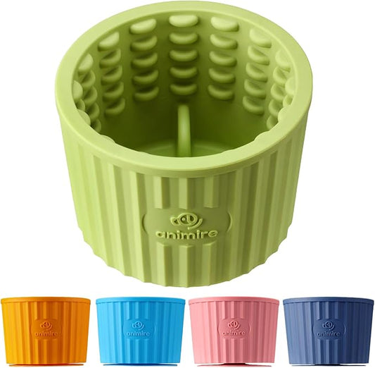 Dog Lick Bowl, Anxiety Relief Dog Licking Mat Freezer Treat Dispenser, Non-Slip Anti-Choking Silicone Slow Feeder Lick Bowl for Small Medium & Large Breed Dogs, BPA Free(Green,M-L)