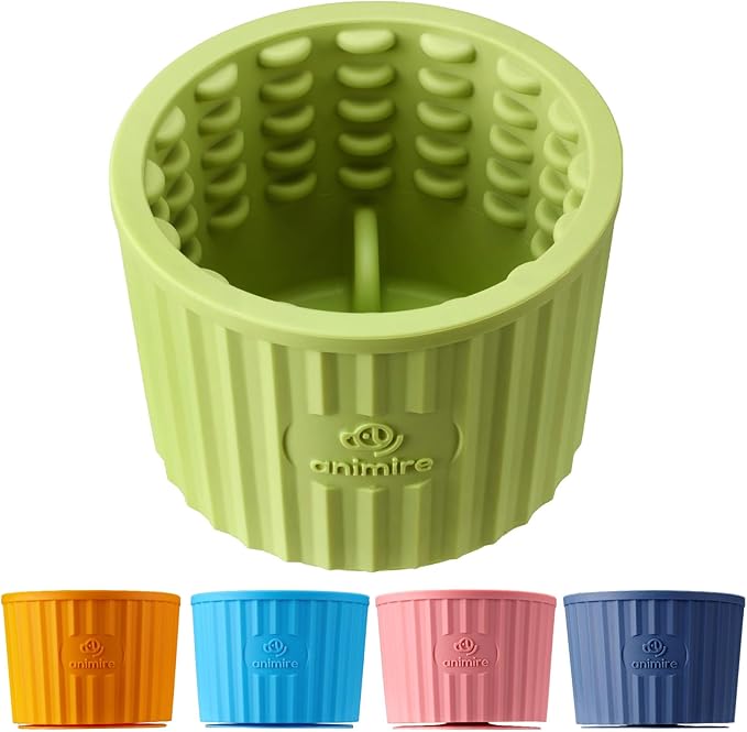 Dog Lick Bowl, Anxiety Relief Dog Licking Mat Freezer Treat Dispenser, Non-Slip Anti-Choking Silicone Slow Feeder Lick Bowl for Small Medium & Large Breed Dogs, BPA Free(Green,S)