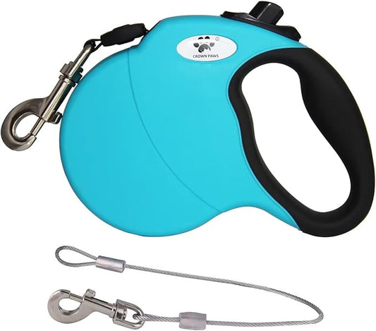 13ft Retractable Dog Leash for Small Breed Dogs up to 22 lbs with a Detachable Chew Proof Extender Wire Ropes (Blue S)