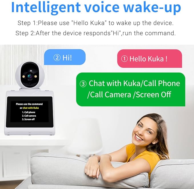 Indoor Home Security Camera(Intelligent Voice Version) Two Way Video Camera,Pet Dog Camera Monitor for Baby/Elder/Nanny/Pet/Dog with Phone App,Pan/Tilt Dome Camera